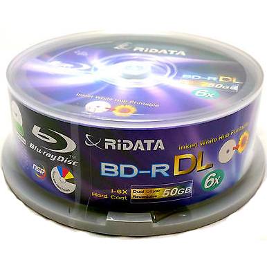 Blu-ray ridata bd-r 50gb 4x (printable) - 15бр. в шпиндел