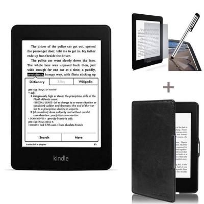 Е-четец amazon kindle paperwhite all-new 2014 next-generation+калъф+протектор за дисплей и стилус, wi-fi,, built-in light - with special offers