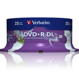 Dvd+r verbatim dual layer 240мин./8.5gb 8x (printable) - 25 бр. в шпиндел
