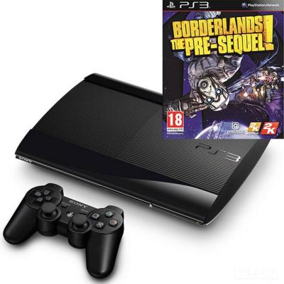 Конзола playstation 3 super slim 12gb + hdd 500gb + игра borderlands: the pre-sequel ps3