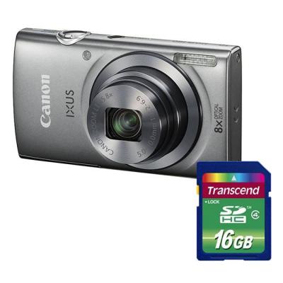 Цифров фотоапарат canon digital ixus 160, сребрист + transcend 16gb sdhc - aj0138c001aa