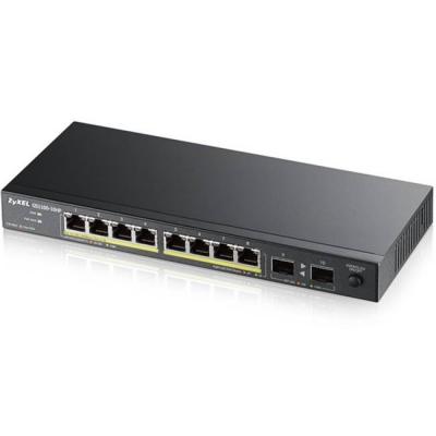 Комутатор zyxel gs1100-10hp, 10-port desktop gigabit ethernet switch: 8x gigabit metal + 2x sfp, 802.3az (green), gs1100-10hp-eu0101f