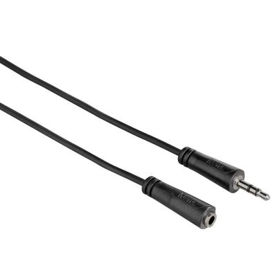 Аудио удължителен кабел hama 122314, 3.5мм стерео жак мъжки/женски, 3м, черен, hama-122314-43300