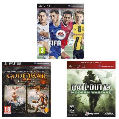 Bundle fifa17 за ps3, playstation 3+ call of duty 4: modern warfare (ps3)+ игра god of war collection remastered god of war + god of war 2