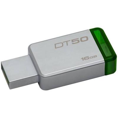 Флаш памет kingston datatraveler dt50 16gb, usb 3.0, сребрист/зелен, kin-usb-dt50-16gb