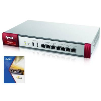 Защитна стена zyxel zywall usg210 utm bundle, security utm solution: firewall, vpn: 200x ipsec/ 50x ssl (10 default), usg210-eu0102f