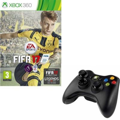 Игра fifa17 за xbox 360+безжичен геймпад - xbox 360 wireless controller black