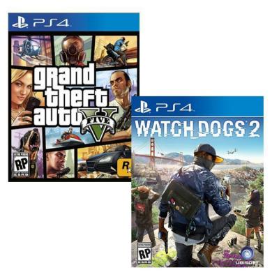Игра watch dogs 2 за playstation 4+игра gtav (gta5): grand theft auto v за ps4