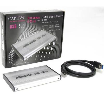 Външна кутия за диск usb 3.0, за 2.5, сива, captiva-hdd-rack-2.5"-sata-bk
