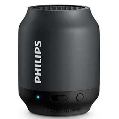 Philips bluetooth безжична портативна колонка, акумулаторна батерия 2 w, цвят: черен, bt25b