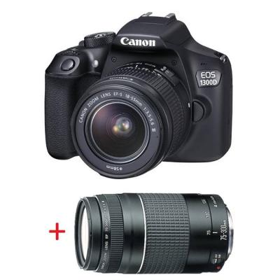 Огледално-рефлексен фотоапарат canon eos 1300d + ef-s 18-55 mm dc iii + ef 75-300 mm f/4.0-5.6 iii, ac1160c053aa_ac0033x090