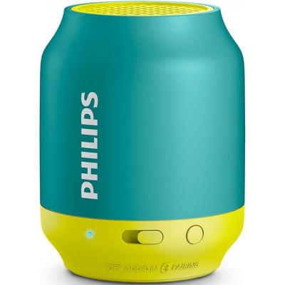 Philips bluetooth безжична портативна колонка, акумулаторна батерия 2 w, цвят: жълт/зелен, bt25a