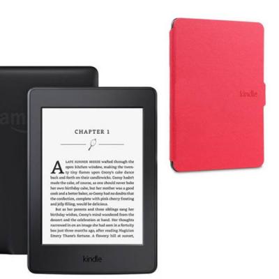 Четец за е-книги amazon kindle glare-free 6 инча, touch 4gb (8.gen),черен (black) touchscreen display, wi-fi e-book reader, 2016 + червен калъф