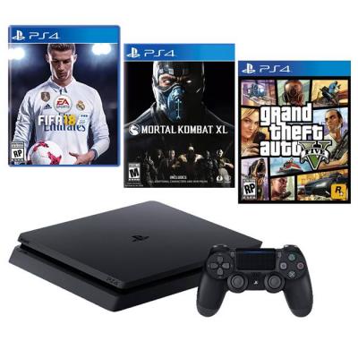 Конзола playstation 4 slim 500gb black, sony ps4 + игра fifa 18 + игра mortal kombat xl + игра gtav (gta5): grand theft auto v