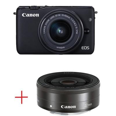 Цифров фотоапарат canon eos m10 black + ef-m 15-45mm is stm + ef-m 22mm f/2 stm, aj0584c012aapc