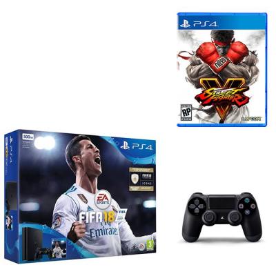 Комплект конзола sony ps4 500 gb fifa 18 bundle with fifa 18 ultimate team icons and rare player pack(slim version)+игра street fighter 5+геймпад