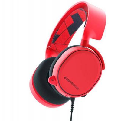 Геймърски слушалки steelseries, arctis 3 red 7.1, микрофон, червен, steel-head-61435