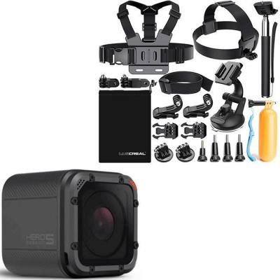 Спортна камера gopro hero session, chdhs-102, 1080р60, 8 mp, черна + аксесоари 19 в 1 за gopro, action camera accessories kit