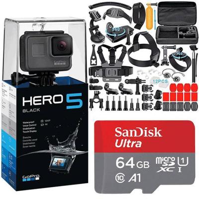 Gopro hero 5 black спoртна камера + аксесоари 29 в 1за gopro hero 6 hero 5 hero 4 gopro hero + карта памет sandisk ultra micro sdxc 64gb