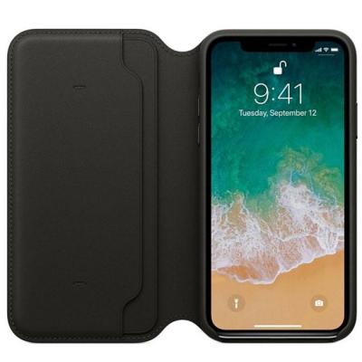 Калъф apple iphone x leather folio - black, mqrv2zm/a