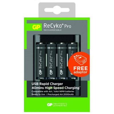 Зарядно устройство, powerbank, u421  micro usb  2,1a & 1a  + 4 акум.батерии r6 aa 2700ma, gp, gp-c-u421-4*aa