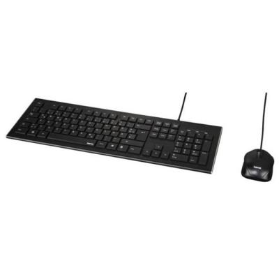 Жичен комплект клавиатура и мишка hama cortino, usb, с кабел, черен, hama-134958