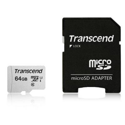 Карта памет transcend 64gb uhs-i u1 microsdxc i, class10 with adapter, read up to 95mbs, 45mb/s, ts64gusd300s-a