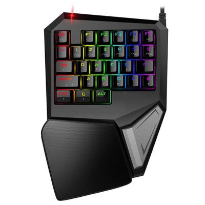 Механича геймърска клавиатура delux t9 plus за една ръка, rgb подсветка, черна, delux-t9plus_vz