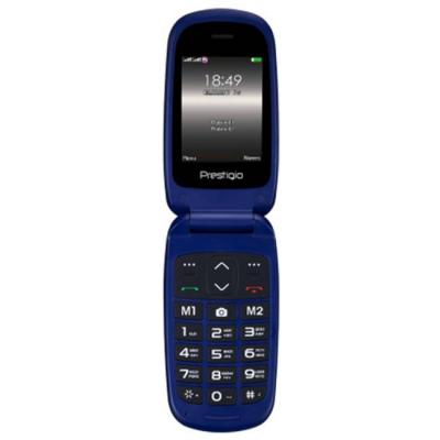 Мобилен телефон prestigio grace b1, 2.4 (240x320) 2.5d, dual sim, 32mb ddr, 32mb flash, 0.3mp камера, син, pfp1242duoblue