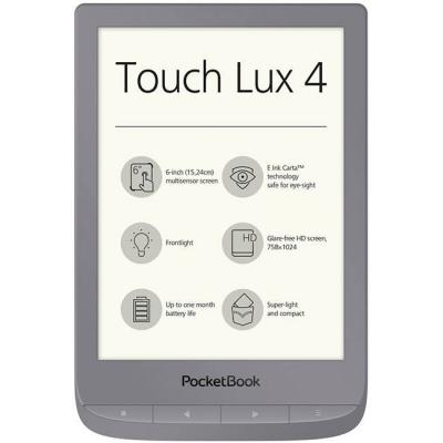 Ebook четец pocketbook pb627 touch lux 4, 6 инча (758 x 1024) e ink carta дисплей, 212 dpi, матовосив, pbtlux4mtgr