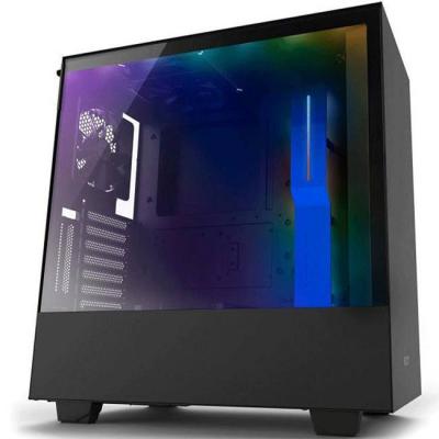 Кутия nzxt h500i smart matte mid-tower, black/blue, nzxt-case-h500w-bl