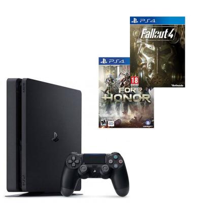 Конзола playstation 4 slim 500gb black, sony ps4 + игри for honor и fallout 4
