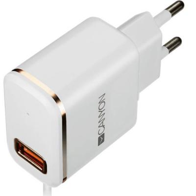 Зарядно canyon universal 1xusb ac charger (in wall) with over-voltage protection, input 100v-240v, output 5v-1a. cne-cha01wr