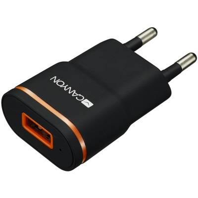 Захранващ адаптер canyon universal 1xusb ac charger (in wall) with over-voltage protection, input 100v-240v, output 5v-1a, black plastic. cne-cha01b