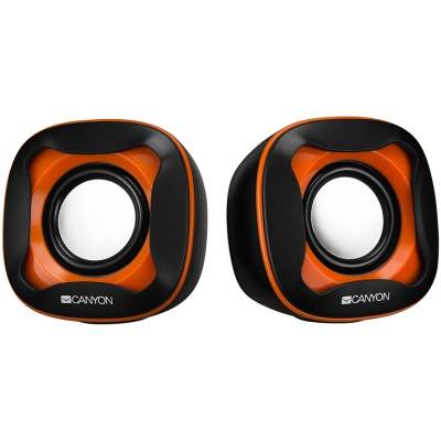 Тонколони usb 2.0 speaker, black +orange 021c, 2x3w 4 ohm, abs, 1.2m cable with usb2.0 & 3.5mm audio connector. cns-csp202bo
