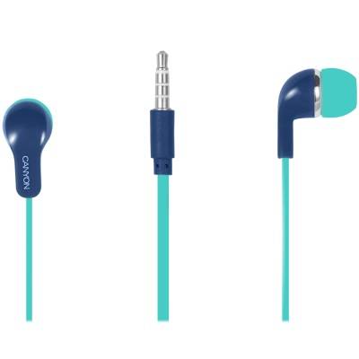 Слушалки canyon stereo earphones with inline microphone, green+blue. cns-cepm02gbl