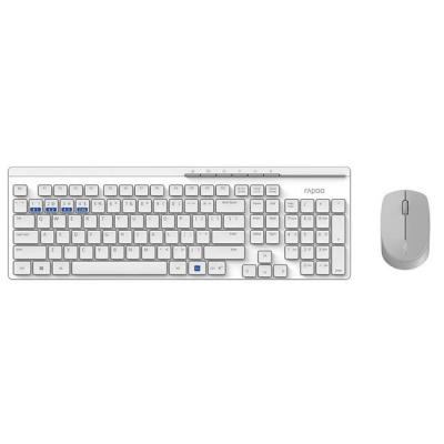 Комплект клавиатура и мишка rapoo 8100m multi mode, bluetooth &2.4ghz, безжичен, бял, rapoo-18300