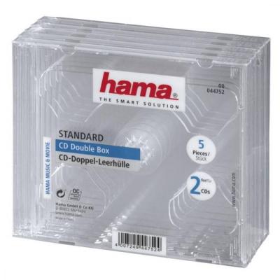 Кутийка за cd/dvd hama double jewel case, прозрачен, 5 бр. в пакет, hama-44752