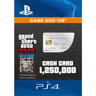 Gta v great white shark cash card - 1,250,000 gta-dollars ps4 download code, grand theft auto online