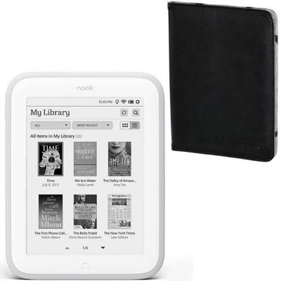 Четец за електронни книги e-book reader barnes and noble nook glowlight (refurbished)+ калъф hama piscine за ebook четец, черен