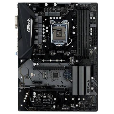 Дънна платка asrock b360 pro4, b360, lga1151, ddr4, pci-e (hdmi&dvi)(cfx), 6x sata 6gb/s, 2x m.2 socket, 1x usb 3.1 (type-c), atx, b360_p