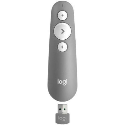 Презентер logitech r500, безжичен, лазерен, 20м обхват, wireless, сив