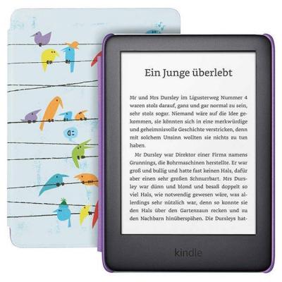Електронен четец за деца kindle kids edition, 10 generation – 2019, 6 инча, 8gb, достъп до повече от хиляда книги, rainbow birds калъф