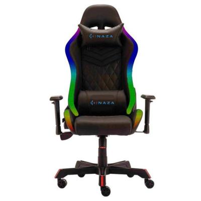 Геймърски стол inaza rainbow rbw01-bk, rgb подсветка (над 40 режима на осветление), pu, 1d дръжки, rbw01-bk_vz
