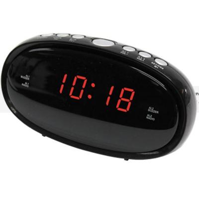 Радио с часовник с двойна функция за аларма с 10 предварително зададени станции denver cr-420, черен