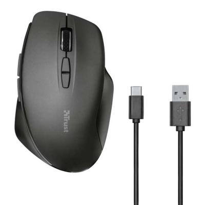 Безжична мишка trust themo wireless rechargeable mouse, 800, 1200, 1600 dpi, черен, 23340
