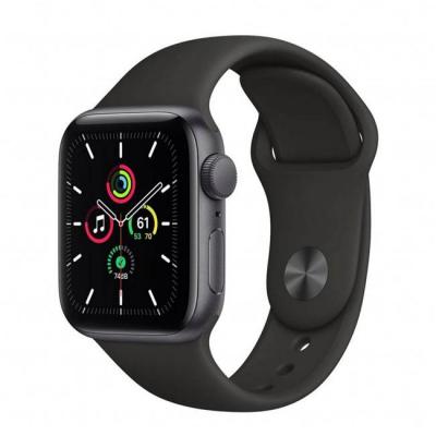 Смарт часовник apple watch se gps, 40mm space gray aluminium case with black sport band - regular, mydp2bs/a
