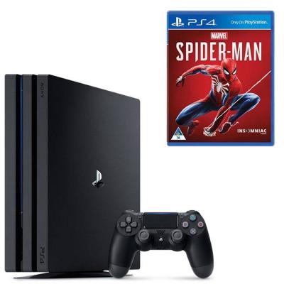 Конзола playstation 4 pro, 4k, 1тв, sony ps4 pro + игра marvel s spider-man за playstation 4