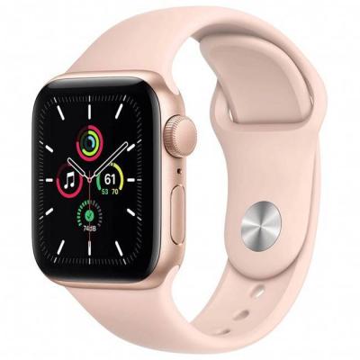 Смарт часовник apple watch se gps, 40mm gold aluminium case with pink sand sport band - regular, mydn2bs/a