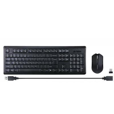 Комплект клавиатура и мишка a4tech 4200n, безжичен, мишка v-track, 456 x 150 x 28, черен, a4-key-4200n